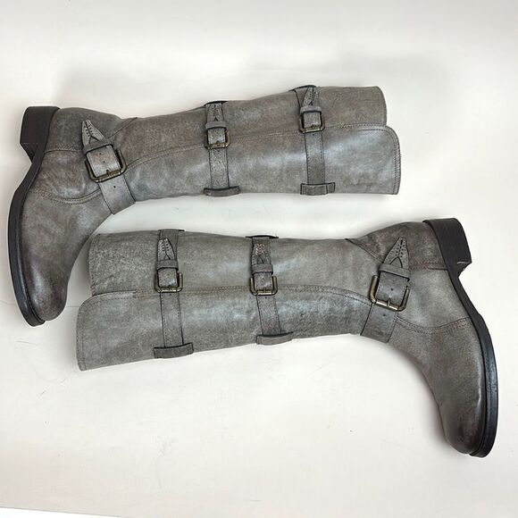 Alberto Fermani Camelot Tortaria Boots Leather Knee High Buckles 38 US 6,5 - Picture 6 of 16